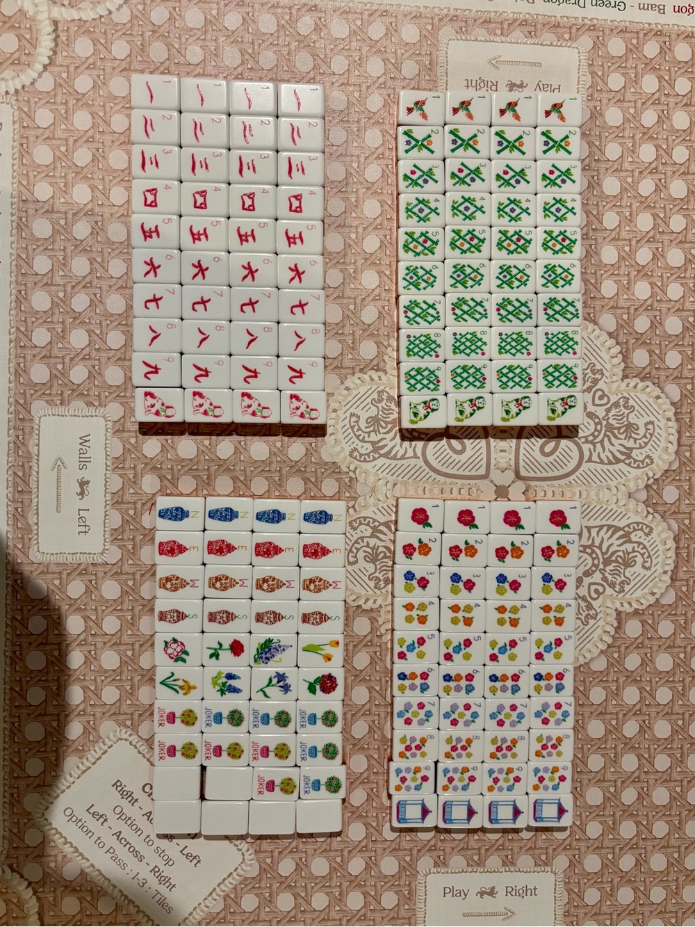 Orange and White American Mahjong Engraved Tiles w/Striped Accent - Picture 3 of 5
